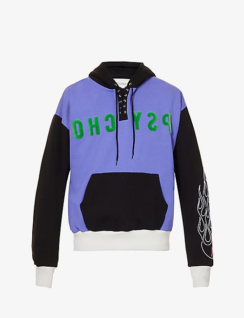 YOUTHS IN BALACLAVA: Psycho Highway graphic-embroidery boxy-fit cotton-jersey hoody