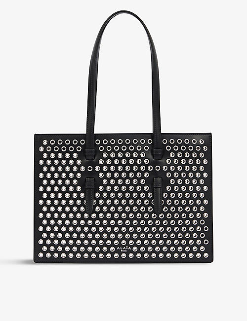 ALAIA: Mina small rivet-embellished leather top-handle bag