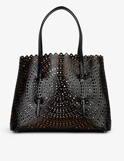 ALAIA: Mina laser-cut leather tote bag