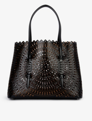 Alaïa Alaia Black Mina Laser-cut Leather Tote Bag
