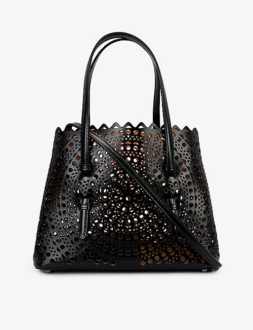 ALAIA: Mina laser-cut leather tote bag