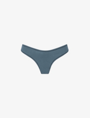 Skims Dipped Mid-rise Stretch-cotton Thong In Kyanite