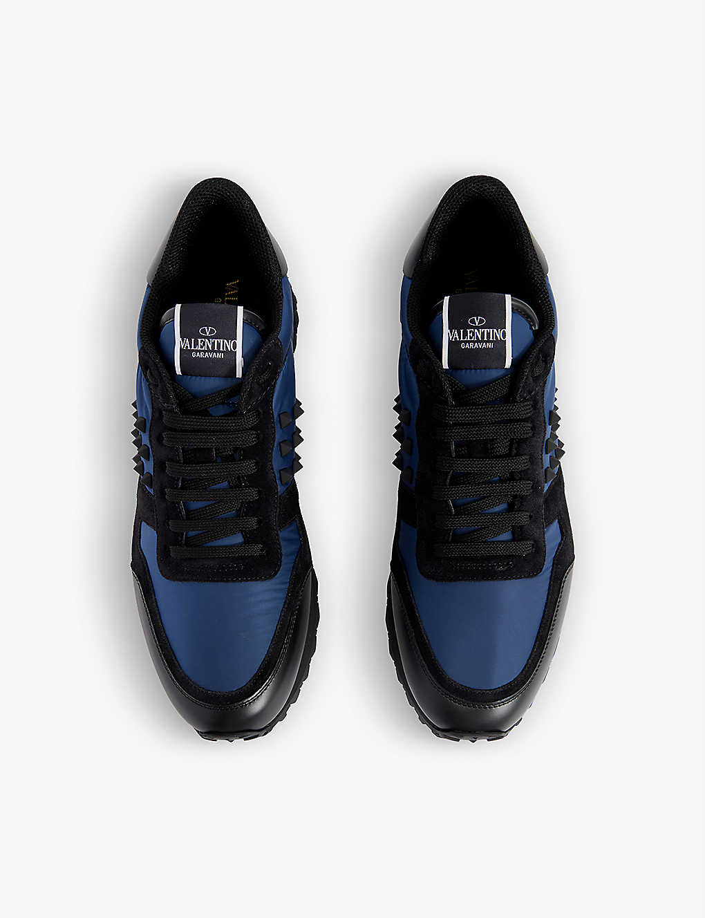 VALENTINO GARAVANI Rockstud shell and leather low-top trainers