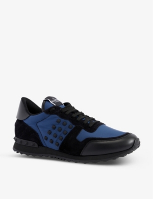 VALENTINO GARAVANI Rockstud shell and leather low-top trainers