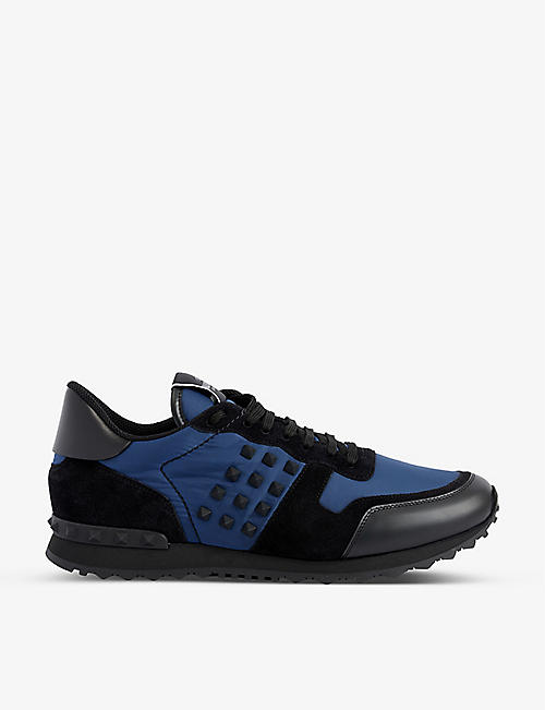VALENTINO GARAVANI: Rockstud shell and leather low-top trainers