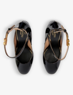 VALENTINO GARAVANI Tan Go patent leather platform courts