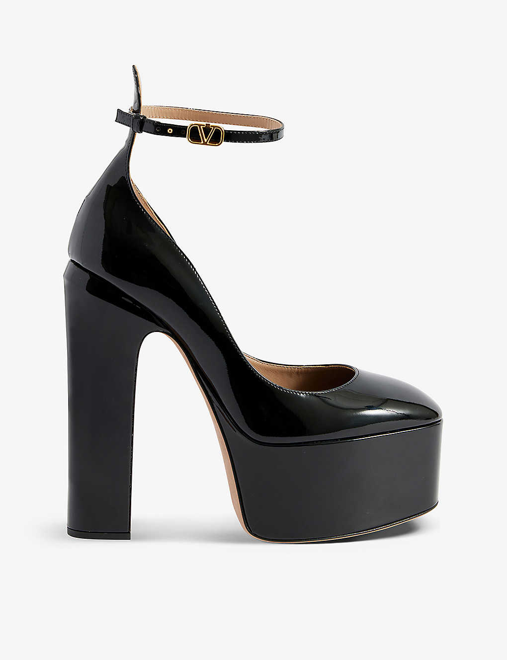 VALENTINO GARAVANI Tan Go patent leather platform courts