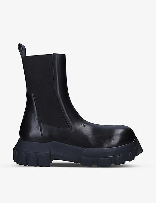 RICK OWENS: Lug-sole leather ankle boots