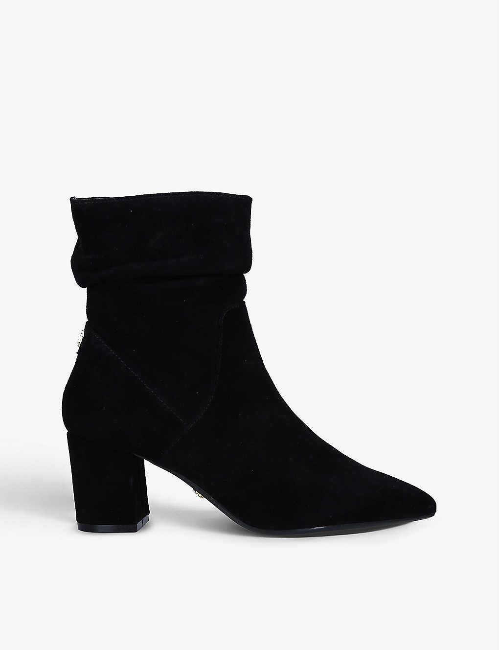 Carvela Admire Slouchy Pointed-toe Suede Ankle Boots In Black