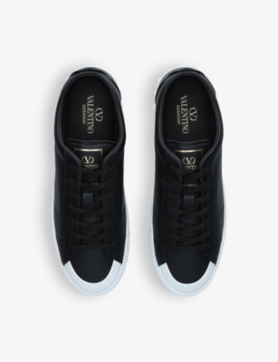 VALENTINO GARAVANI City Planet Rockstud-embossed leather low-top trainers