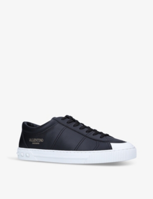 VALENTINO GARAVANI City Planet Rockstud-embossed leather low-top trainers