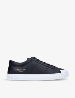 VALENTINO GARAVANI City Planet Rockstud-embossed leather low-top trainers