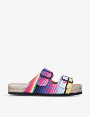 MANEBI: Tulum multi-coloured stripe cotton-canvas sandals