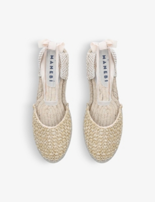 Shop Manebi Womens  Yucatan Contrast-sole Cotton Mules In Beige