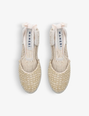 MANEBI WOMENS BEIGE YUCATAN CONTRAST-SOLE COTTON MULES 57464443