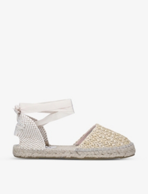 Shop Manebi Womens  Yucatan Contrast-sole Cotton Mules In Beige
