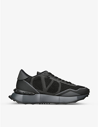 VALENTINO GARAVANI: VLOGO Netrunner leather and mesh low-top trainers