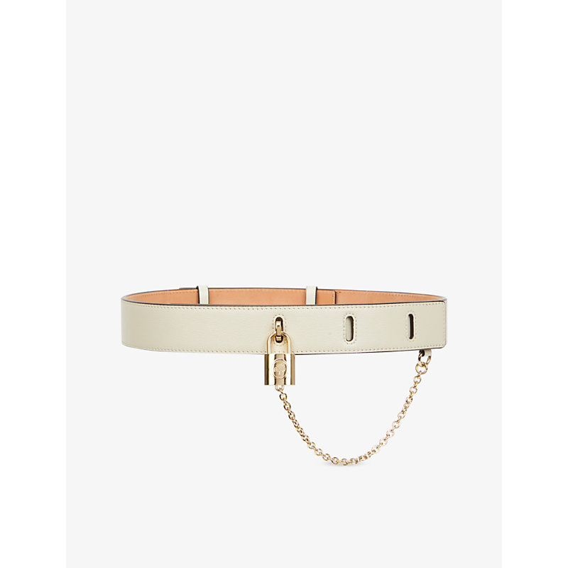 Mulberry Womens Chalk Billie Chain-embellished Leather Belt