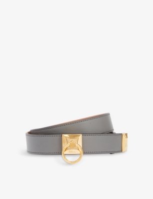 Mulberry Charcoal Iris Logo-engraved Leather Belt