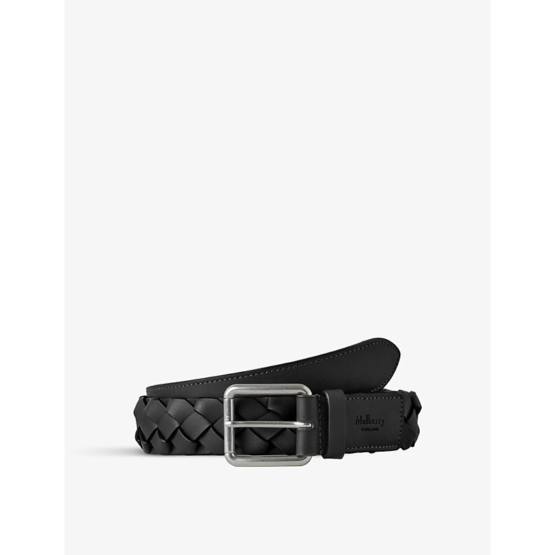 Mulberry Womens Black Heritage Braided Leather Belt
