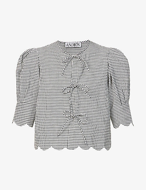 ANDION: Barbara gingham cotton-blend top
