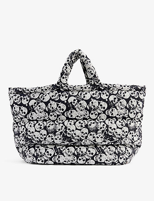 ERL: Skull-print quilted cotton-down tote bag