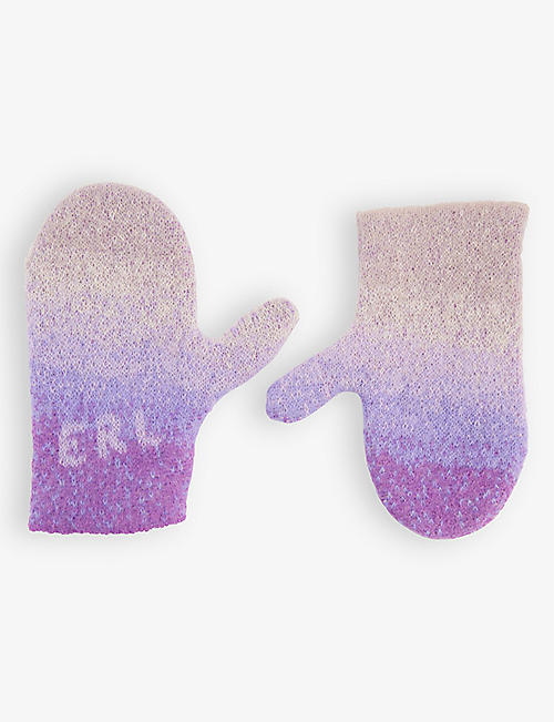 ERL: Ombre logo-embroidered mohair-blend mittens