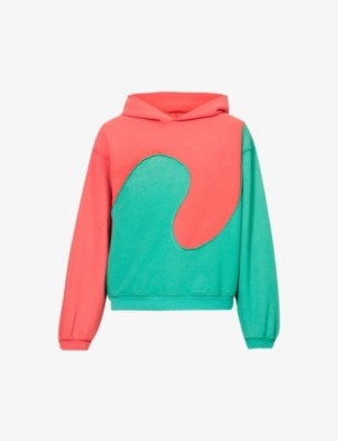 Swirl abstract-pattern cotton-blend hoody