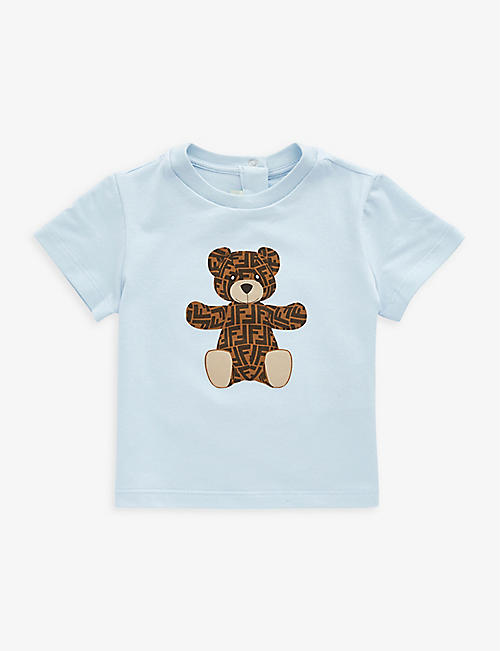 FENDI: Bear-print stretch-cotton T-shirt 6-24 months