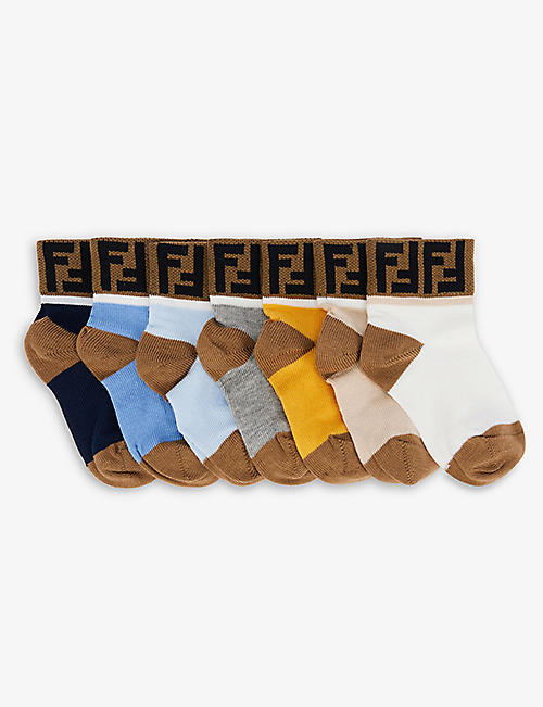 FENDI: FF logo stretch-cotton blend socks set of seven