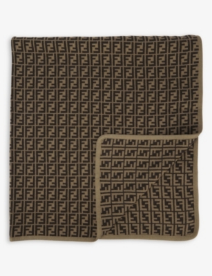 FENDI FF print stretch cotton baby blanket Selfridges