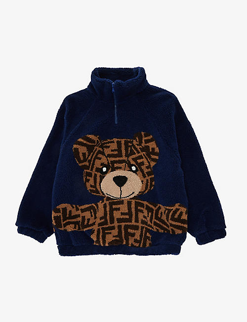 FENDI: Bear-intarsia teddy woven sweatshirt 10-14 years