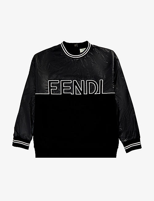 FENDI: Logo-embroidered shell and cotton-jersey sweatshirt 8-14 years