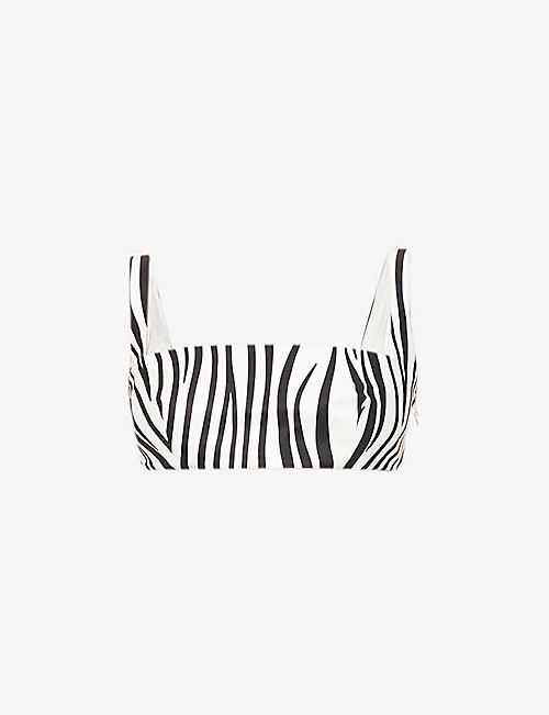 VALENTINO: Zebra-print cotton and silk-blend top