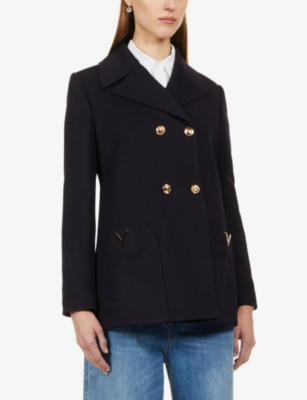 VALENTINO Caban logo-appliqué wool and cashmere blend jacket