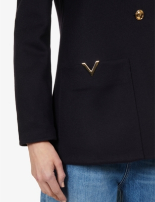 VALENTINO Caban logo-appliqué wool and cashmere blend jacket