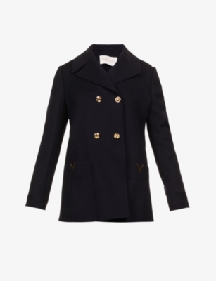 VALENTINO Caban logo-appliqué wool and cashmere blend jacket