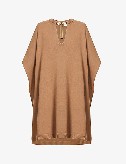 VALENTINO: Brand-plaque turtleneck wool and cashmere-blend poncho