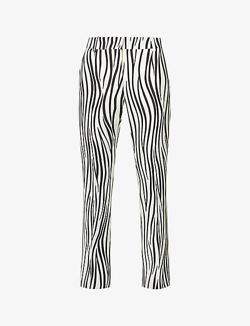 VALENTINO: Zebra-print mid-rise straight-leg wool-blend trousers