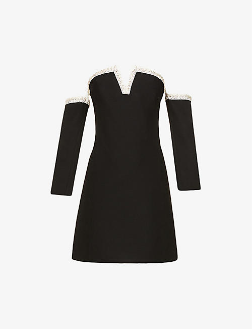 VALENTINO: Boat-neck wool and silk-blend mini dress