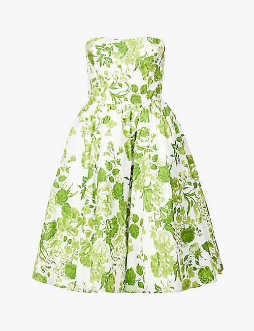 REFORMATION: Buttercup floral-print strapless organic cotton-blend mini dress