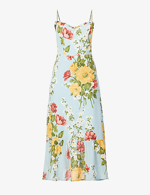 REFORMATION: Enya floral-print tied-strap crepe midi dress
