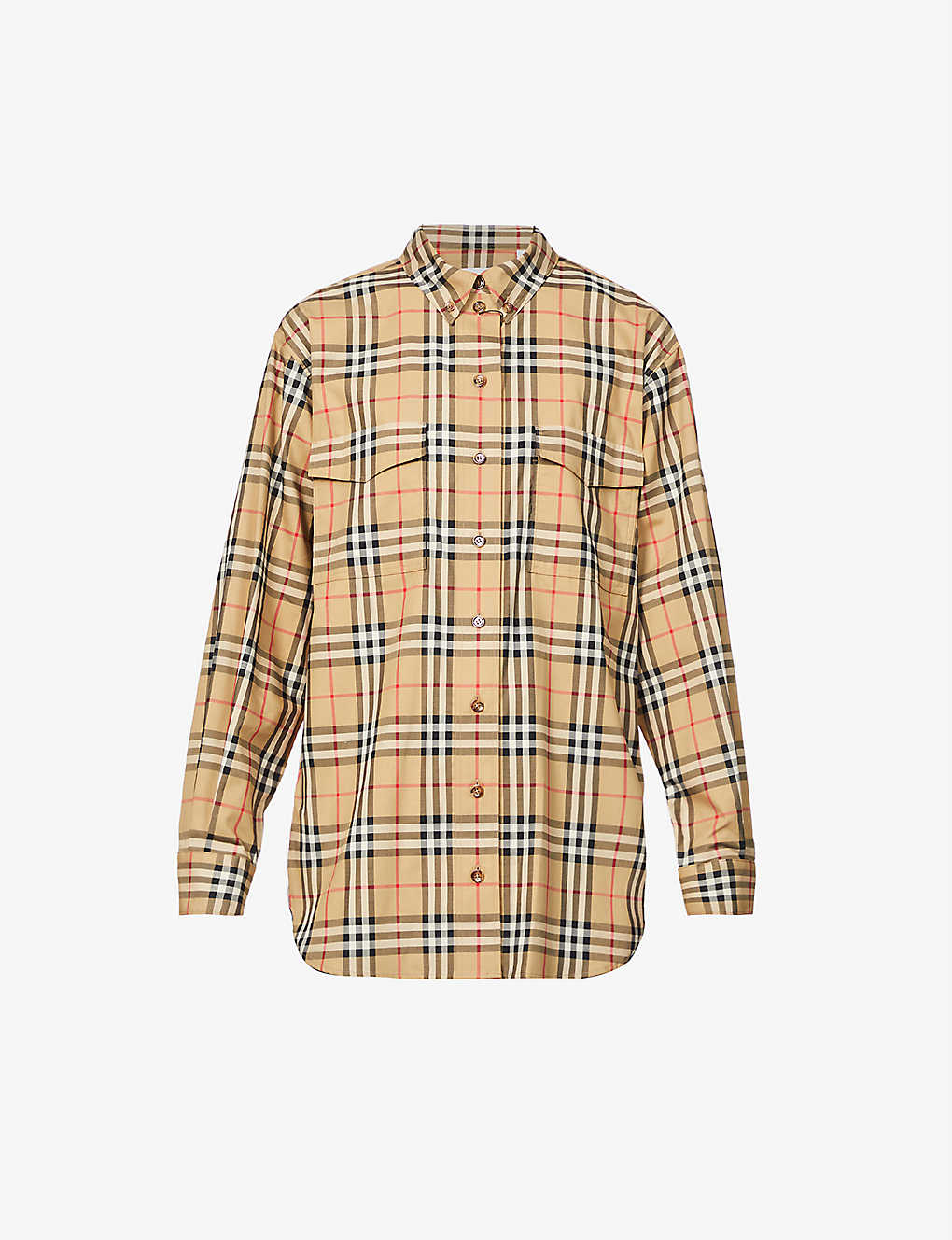 Shop Burberry Womens Archive Beige Ip Chk Turnstone Checked Cotton-poplin Shirt In Brown