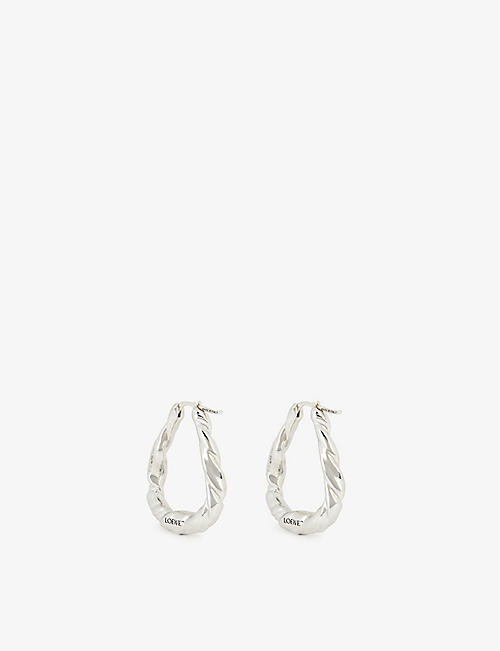 LOEWE: Twisted sterling silver hoop earrings