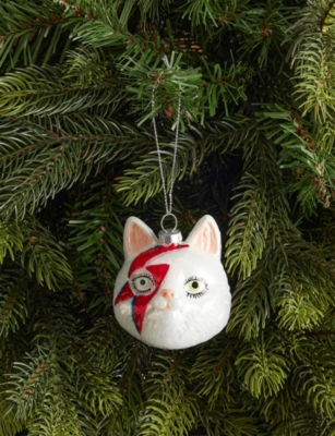 SELFRIDGES EDIT: Meowie Bowie Glass Christmas Decoration
