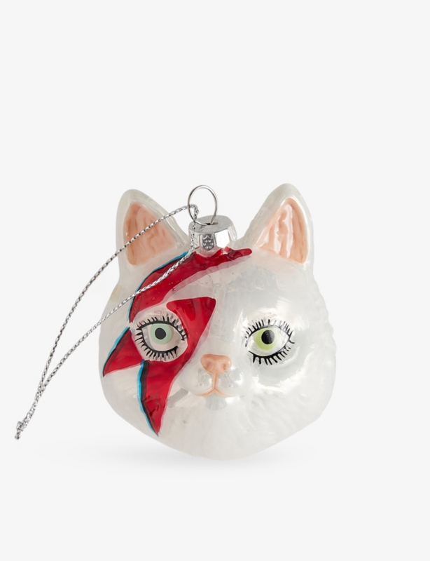 Meowie Bowie Glass Christmas Decoration
