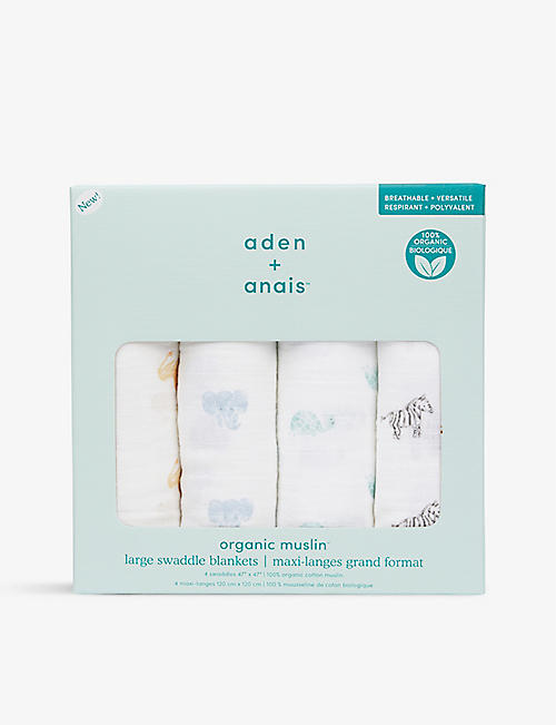 ADEN + ANAIS: Animal Kingdom organic-cotton swaddles pack of four