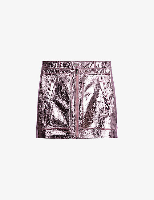 ZADIG&VOLTAIRE: John high-waisted metallic leather mini skirt