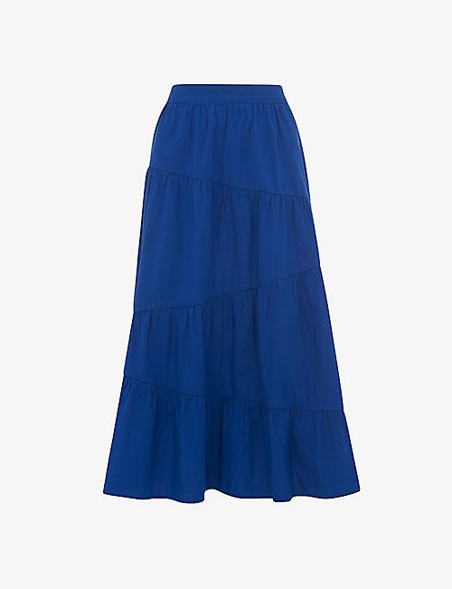 WHISTLES: Maria asymmetric-tiered cotton midi skirt