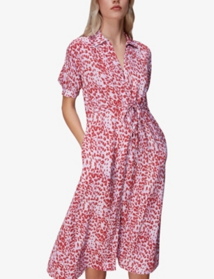 Shop Whistles Women's Multi-coloured Summer Cheetah-print Woven Midi Dress